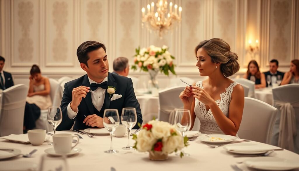 Comportamento à mesa em casamento Comportamento à mesa em casamento